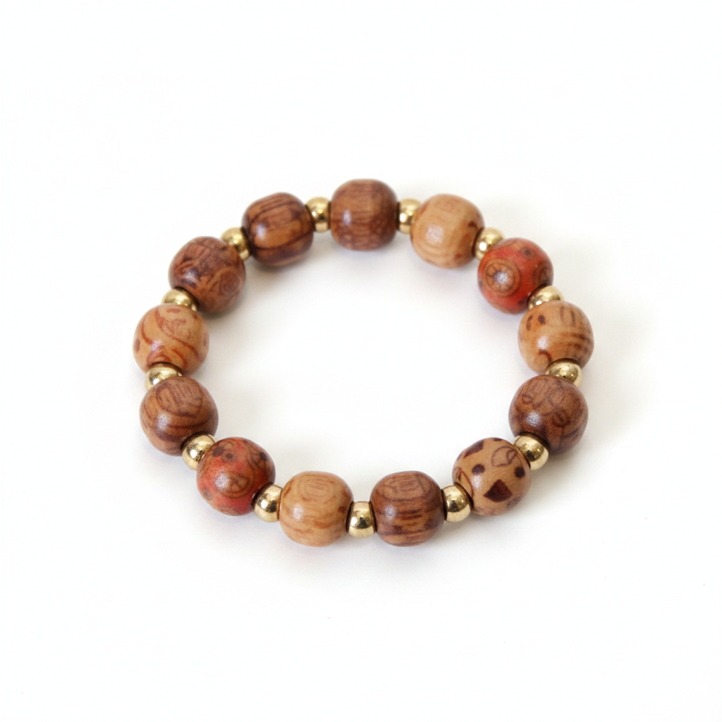 Bracelet bois naturel fond blanc