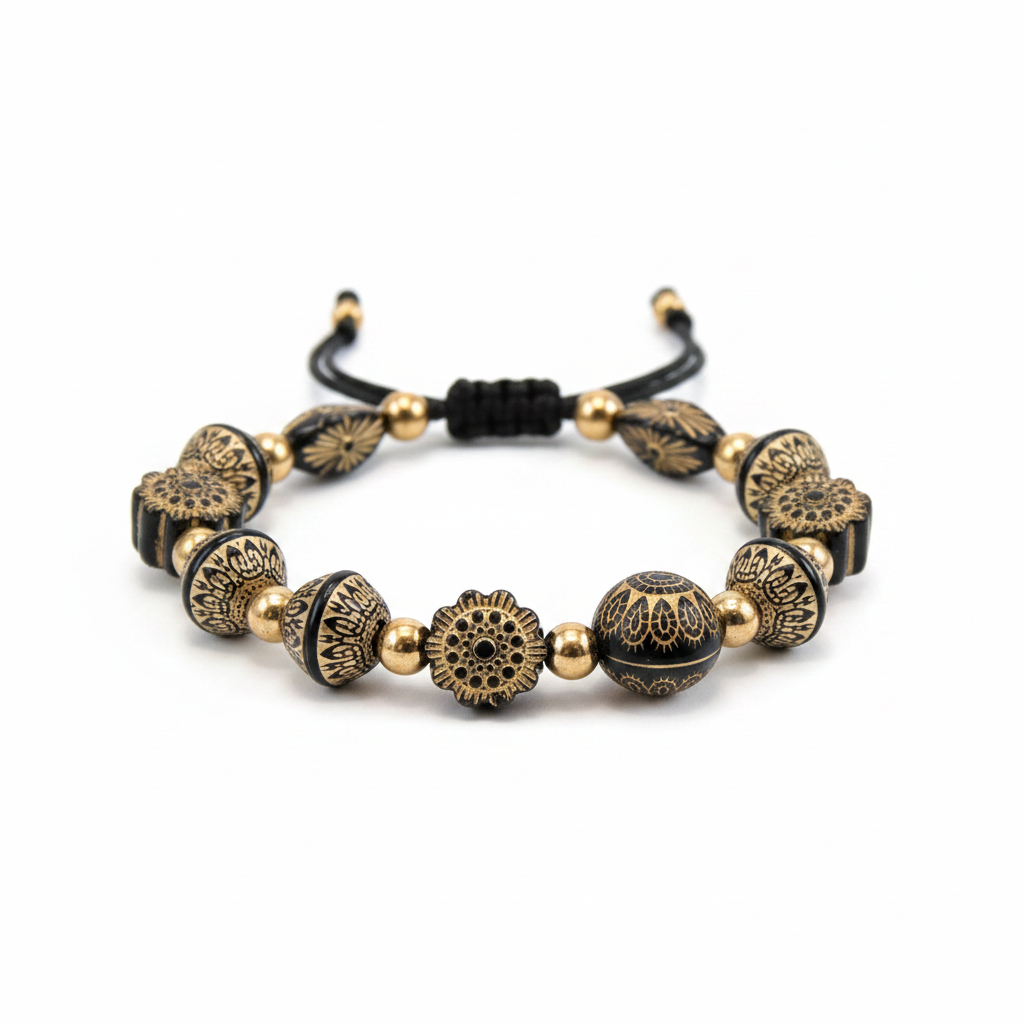 Bracelet noir et or chic fond blanc