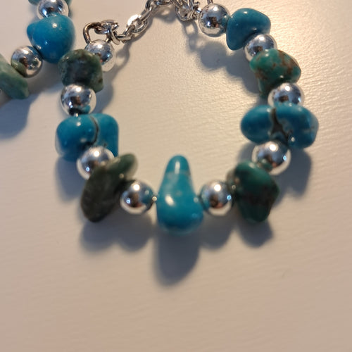 Boucles d'oreilles anneaux style marin – Turquoise et argenté
